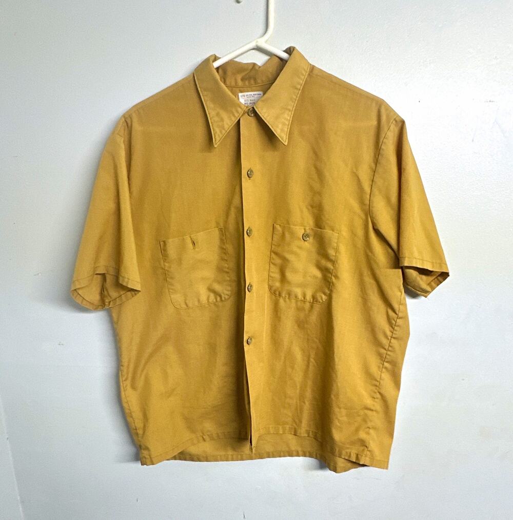 Vintage 1970s JCPenney Big Mac Tan Short Sleeve Work Shirt Boxy Men's Extra Larg